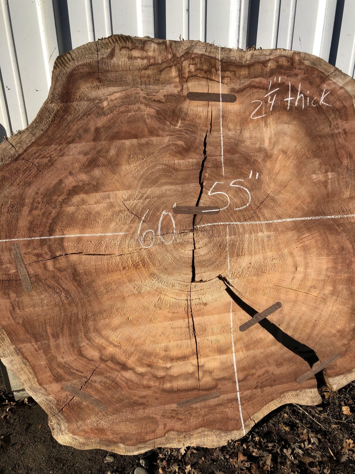 1 Round Redwood Slab Surfaced 60”x55”x2 1/4”